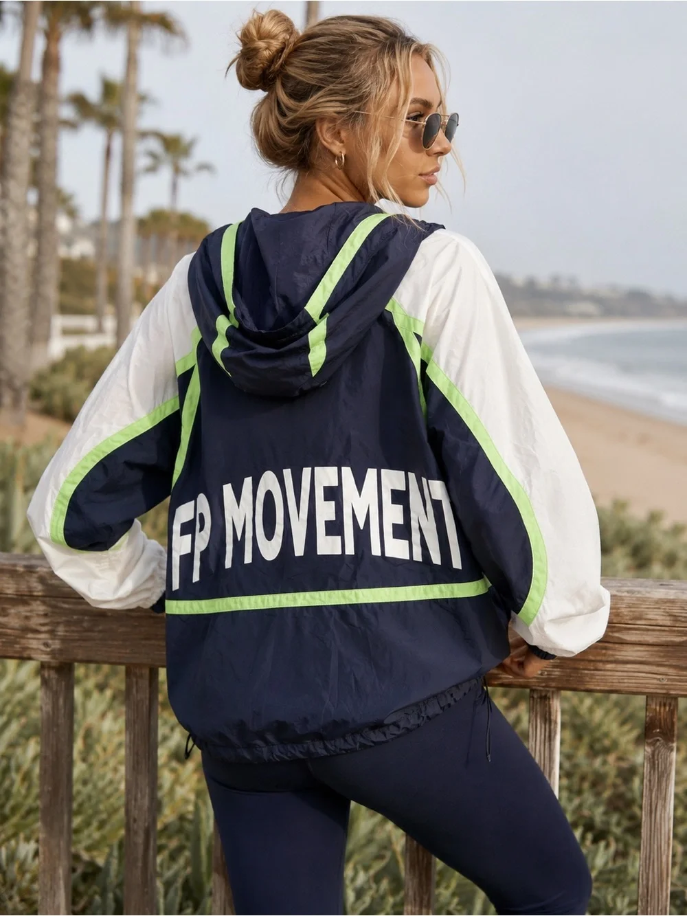 Free People Movement Windbreaker Anorak Jacket Navy Green Small NWOT